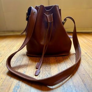 Vintage Coach Leather Drawstring Duffle Bag British Tan